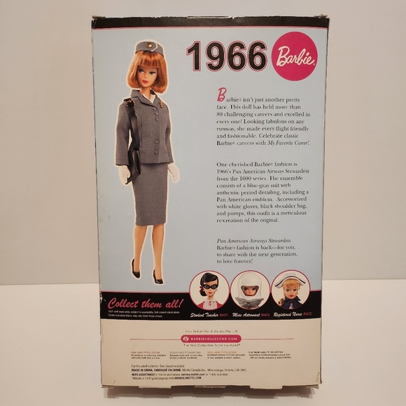 2009 My Favorite Career Pan Am Stewardess Barbie 1966 Reproduction Mattel - Picture 4 of 11